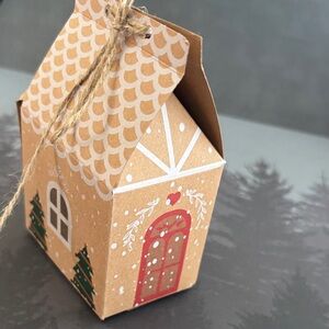 Charming Holiday House Gift Box - Brown and Red